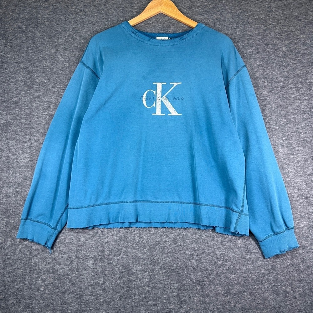 Calvin Klein Jeans Blue Logo Cropped Sweatshirt